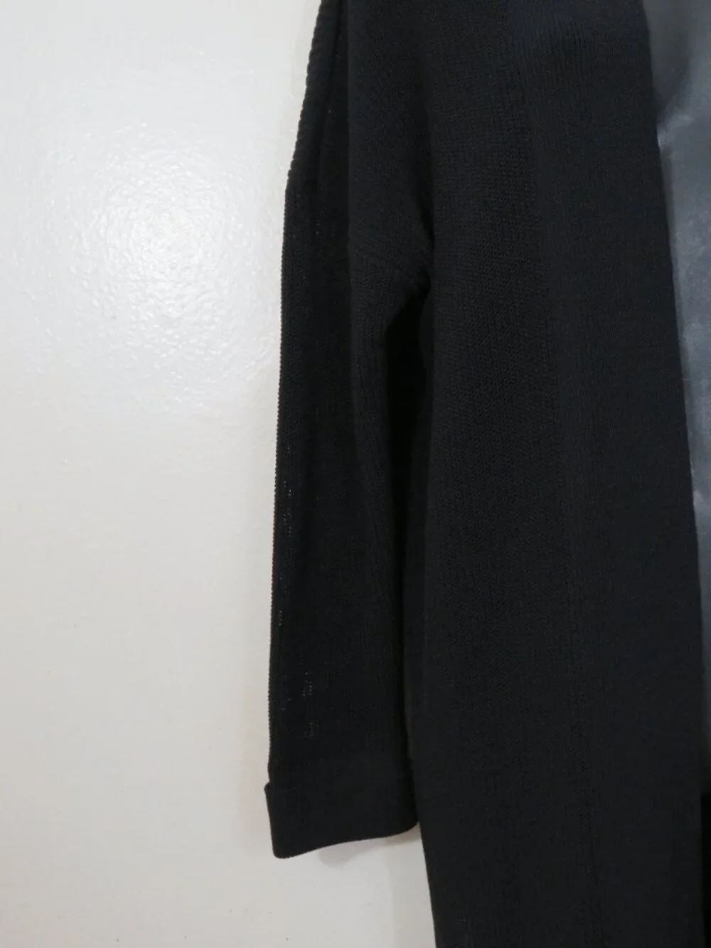 Eileen Fisher size Medium Black Cotton Blend Knit Cardigan Open Front Basic